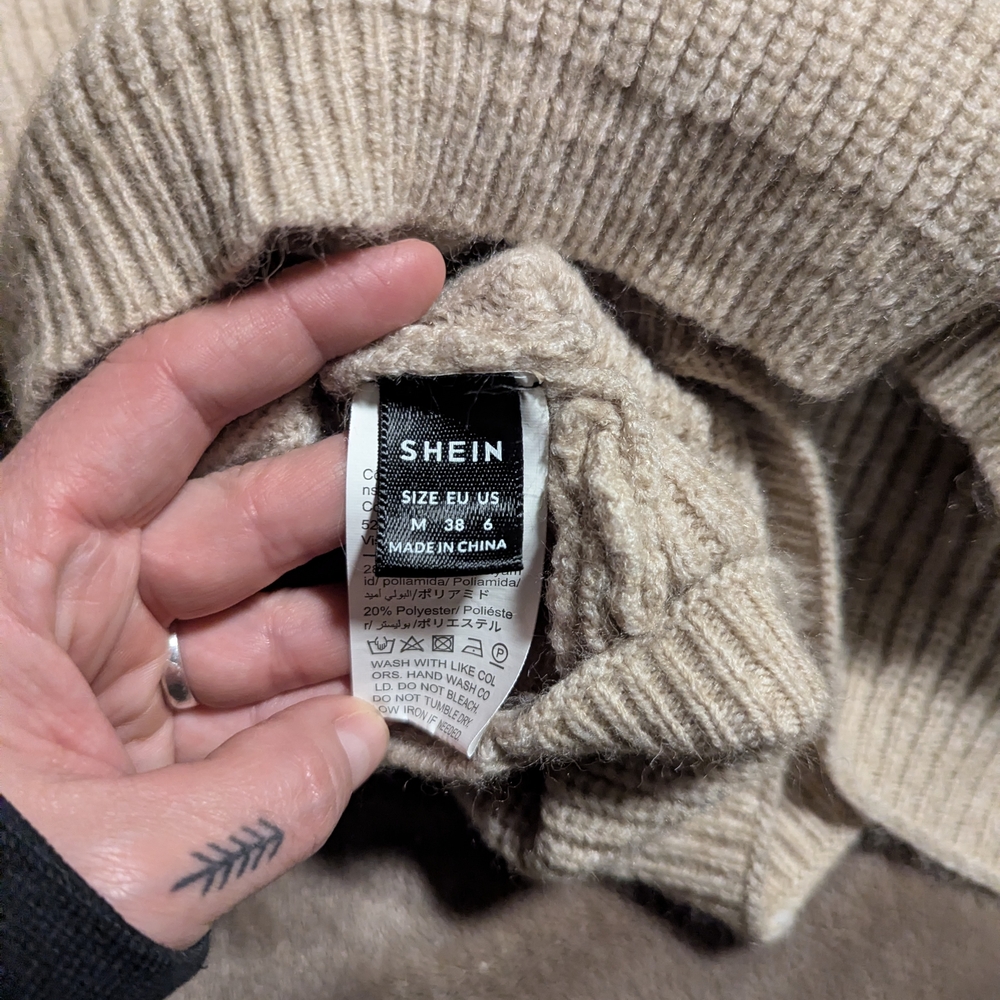SHEIN Tan V-Neck Wrap Sweater - Picture 2 of 3